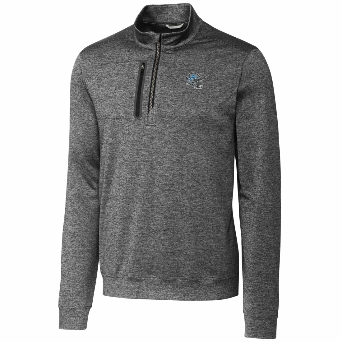 Detroit Lions Cutter & Buck Helmet Stealth Heathered Quarter-Zip Pullover Top | NFL On sale