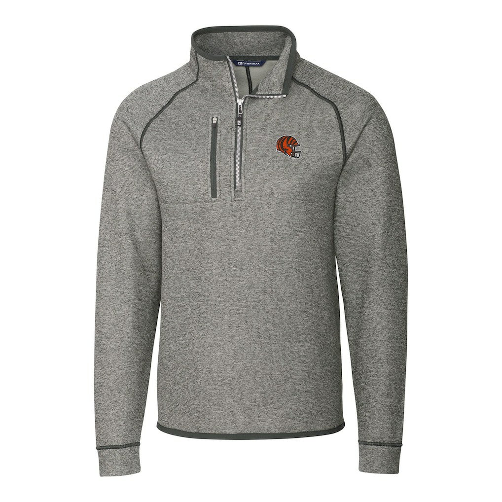 Cincinnati Bengals Cutter & Buck Helmet Mainsail Sweater-Knit Half-Zip Pullover Jacket | NFL Discount