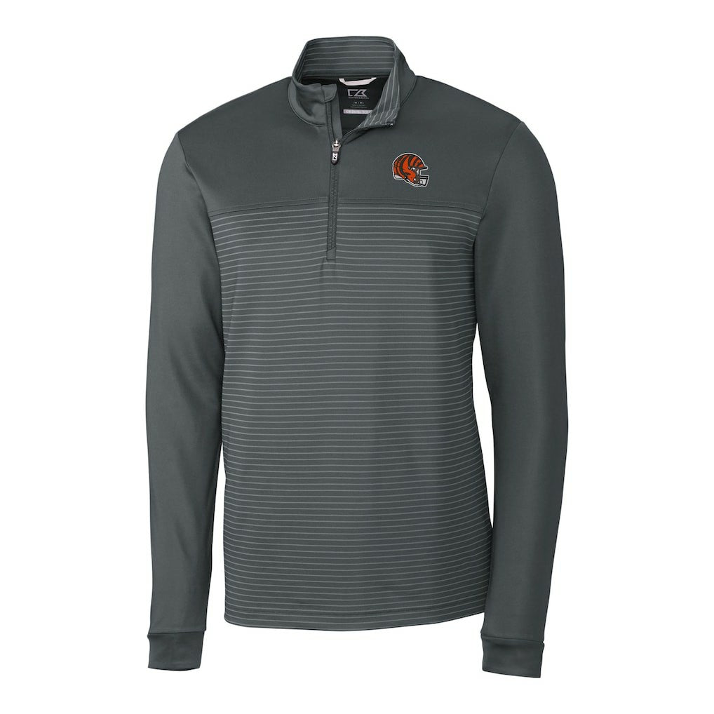 Cincinnati Bengals Cutter & Buck Traverse Stripe Stretch Quarter-Zip Pullover Top | NFL Discount