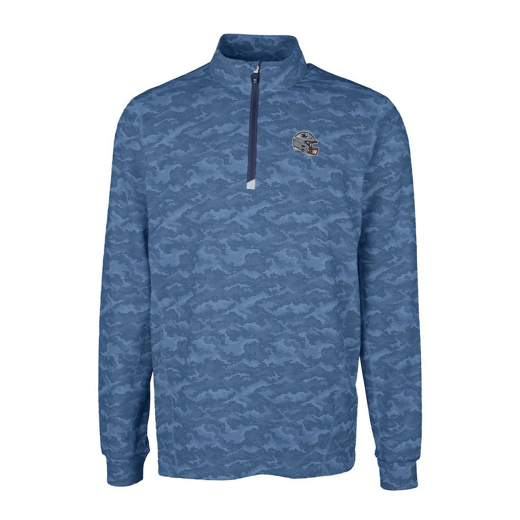 New England Patriots Cutter & Buck Helmet Traverse Camo Print Stretch Quarter-Zip Pullover Top | NFL Sale