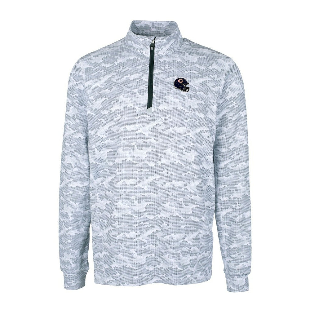 Chicago Bears Cutter & Buck Helmet Traverse Camo Print Stretch Quarter-Zip Pullover Top | NFL Sale