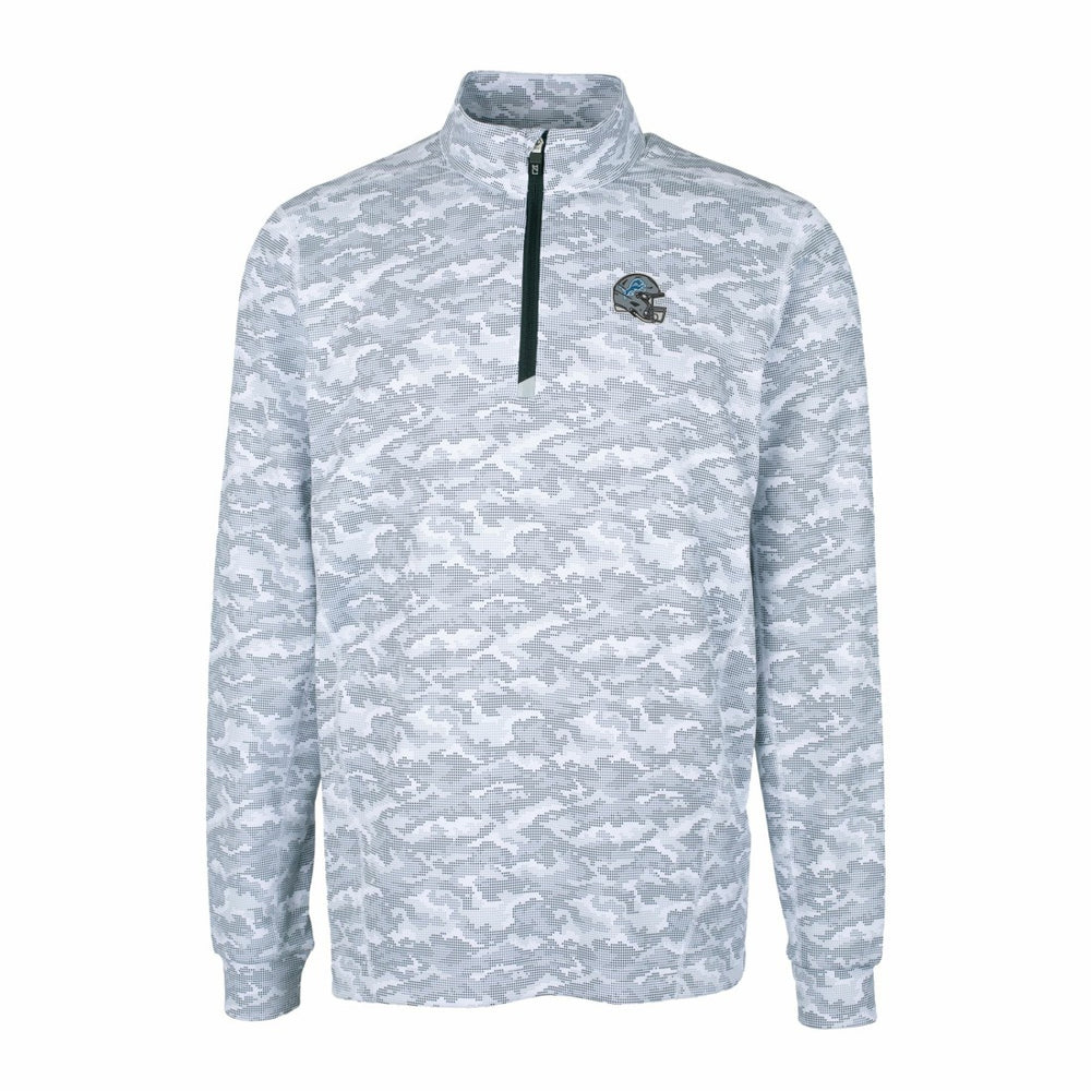 Detroit Lions Cutter & Buck Helmet Traverse Camo Print Stretch Quarter-Zip Pullover Top | NFL On sale
