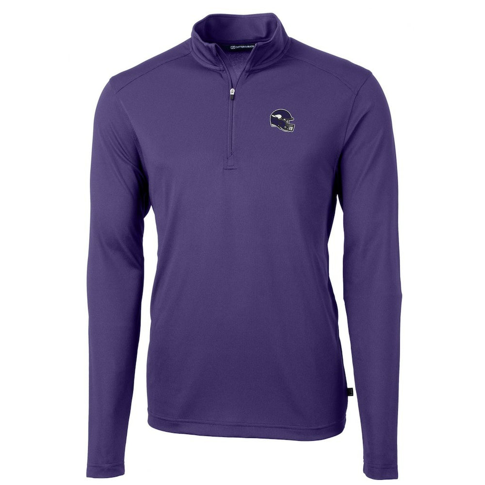 Minnesota Vikings Cutter & Buck Helmet Virtue Eco Pique Recycled Quarter-Zip Pullover Top | NFL On sale