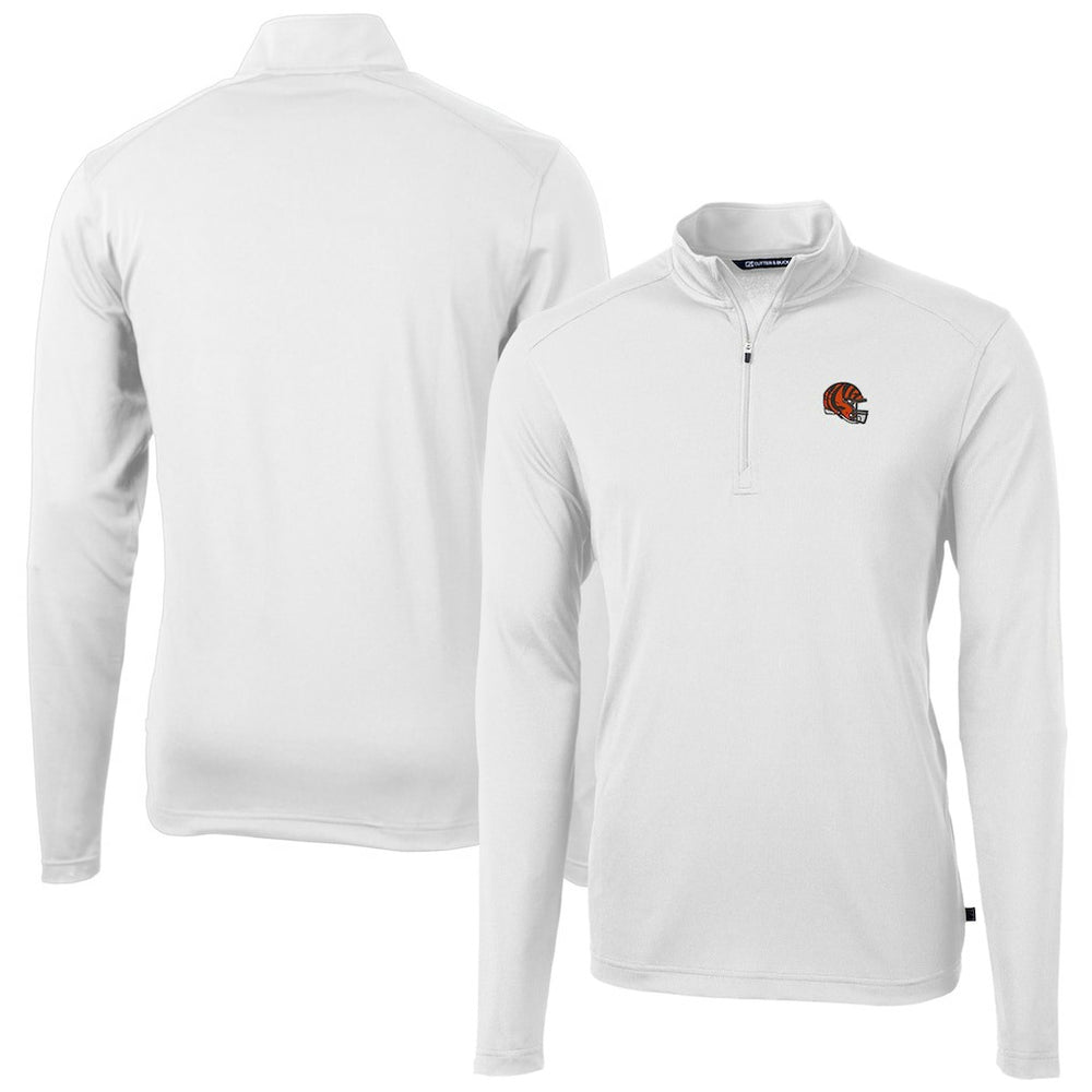 Cincinnati Bengals Cutter & Buck Helmet Virtue Eco Pique Recycled Quarter-Zip Pullover Top | NFL New