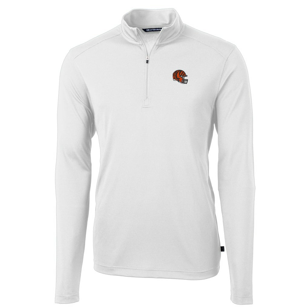 Cincinnati Bengals Cutter & Buck Helmet Virtue Eco Pique Recycled Quarter-Zip Pullover Top | NFL New