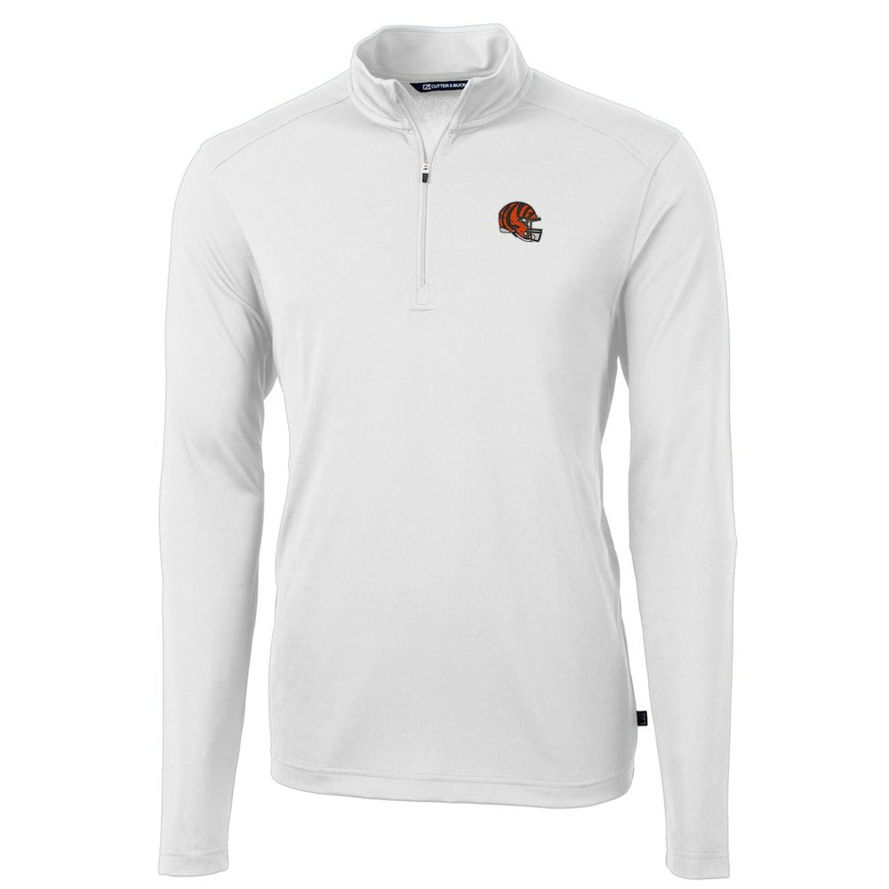 Cincinnati Bengals Cutter & Buck Helmet Virtue Eco Pique Recycled Quarter-Zip Pullover Top | NFL New