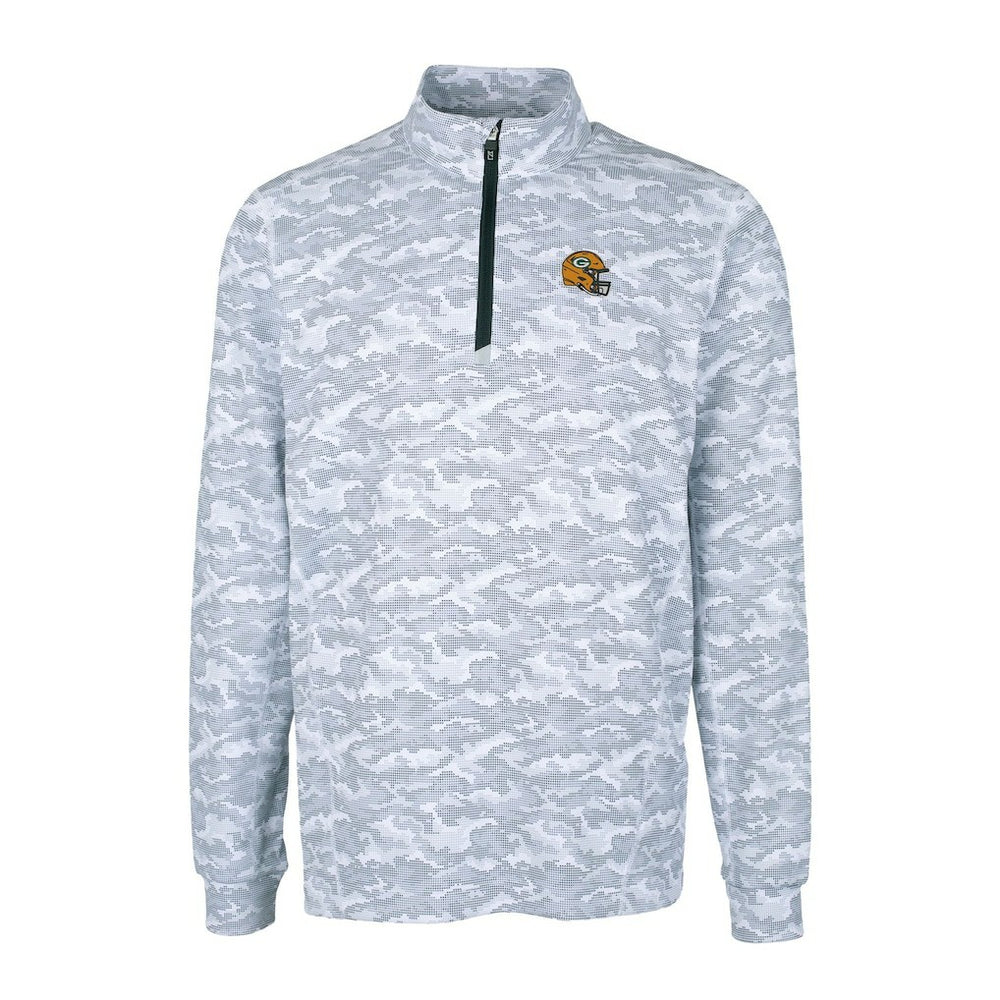 Green Bay Packers Cutter & Buck Helmet Traverse Camo Print Stretch Quarter-Zip Pullover Top | NFL On sale