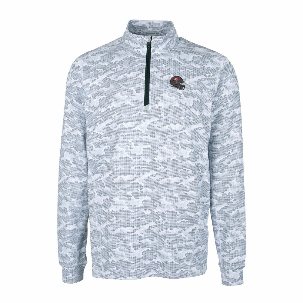 Tampa Bay Buccaneers Cutter & Buck Helmet Traverse Camo Print Stretch Quarter-Zip Pullover Top | NFL Sale