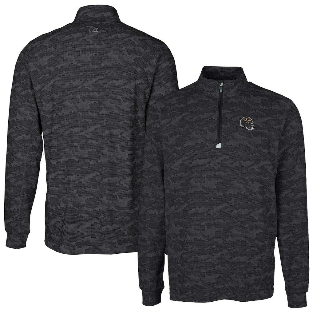 Baltimore Ravens Cutter & Buck Helmet Traverse Camo Print Stretch Quarter-Zip Pullover Top | NFL Hot