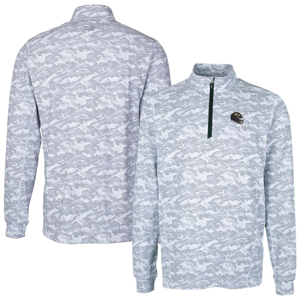 Baltimore Ravens Cutter & Buck Helmet Traverse Camo Print Stretch Quarter-Zip Pullover Top | NFL Discount