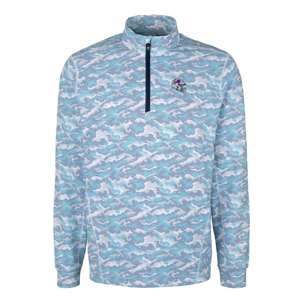 Buffalo Bills Cutter & Buck Helmet Traverse Camo Print Stretch Quarter-Zip Pullover Top | NFL Hot