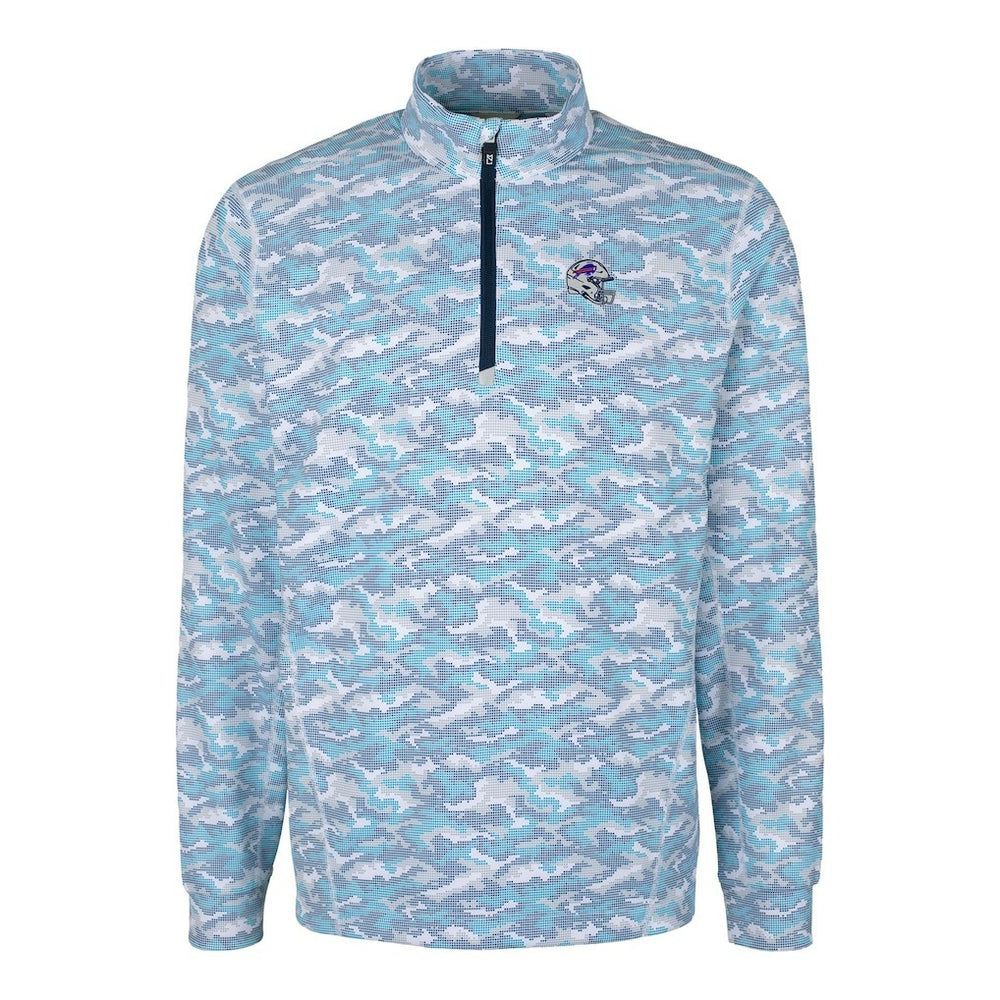 Buffalo Bills Cutter & Buck Helmet Traverse Camo Print Stretch Quarter-Zip Pullover Top | NFL Hot