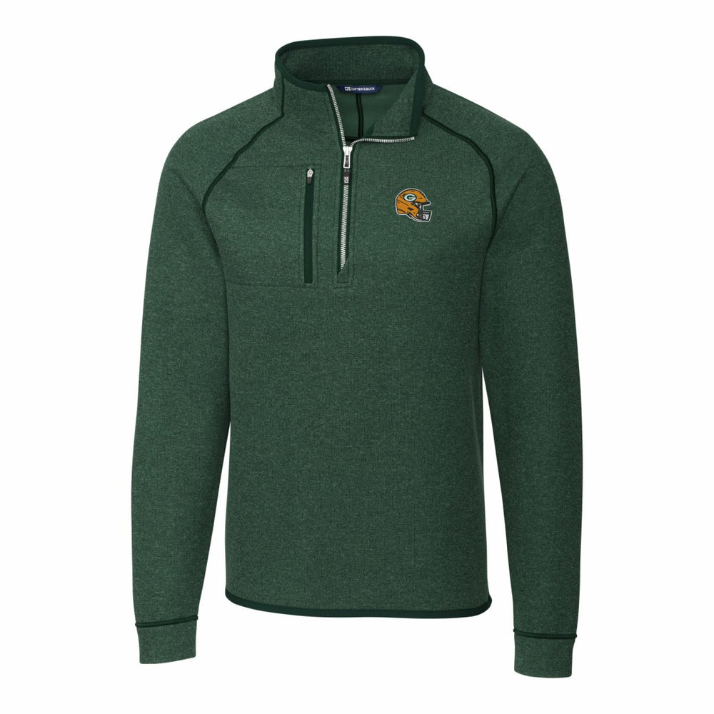 Green Bay Packers Cutter & Buck Helmet Mainsail Sweater-Knit Half-Zip Pullover Jacket | NFL Sale