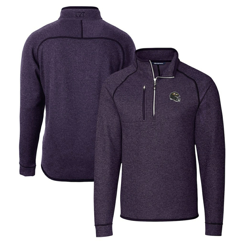 Baltimore Ravens Cutter & Buck Helmet Mainsail Sweater-Knit Half-Zip Pullover Jacket | NFL New