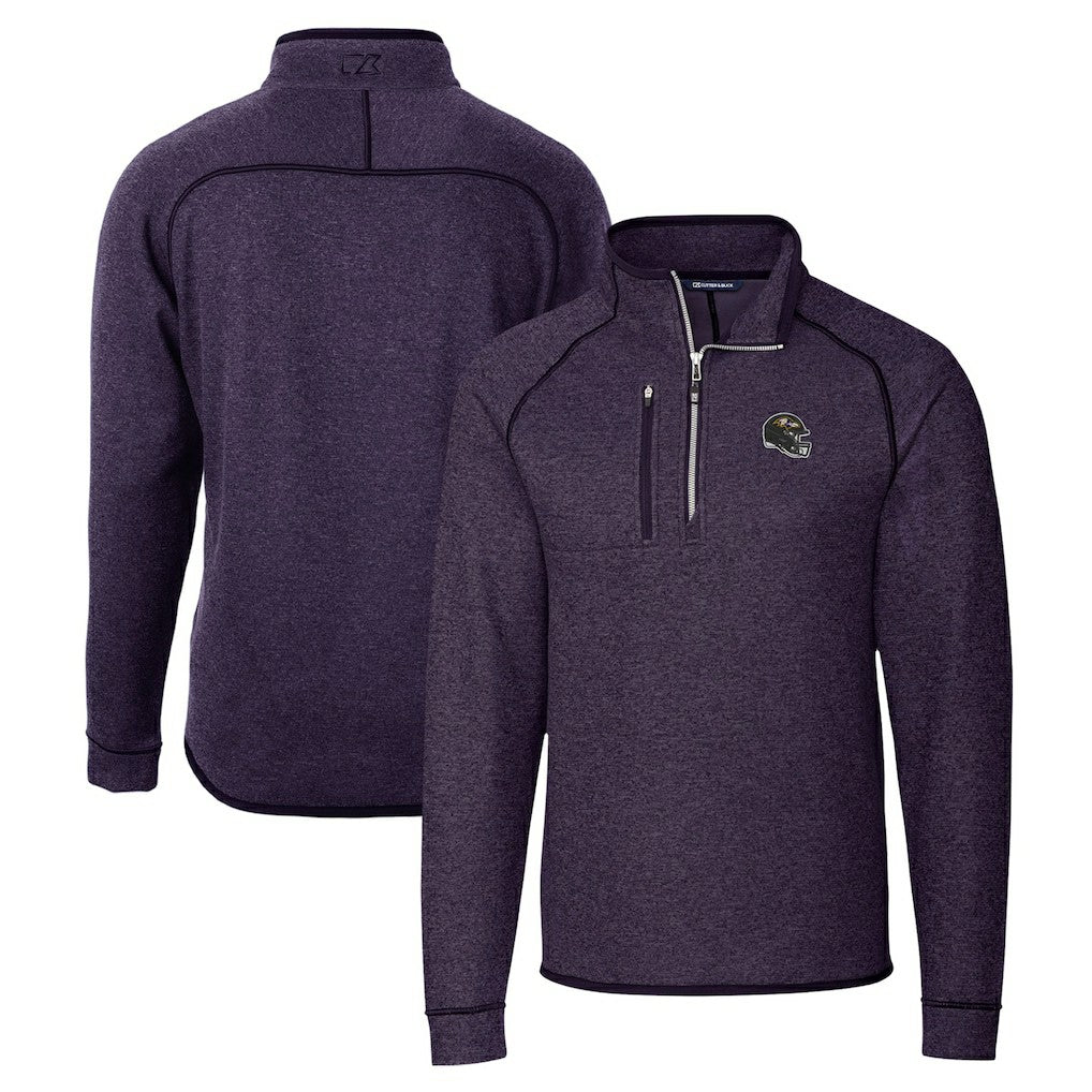 Baltimore Ravens Cutter & Buck Helmet Mainsail Sweater-Knit Half-Zip Pullover Jacket | NFL New