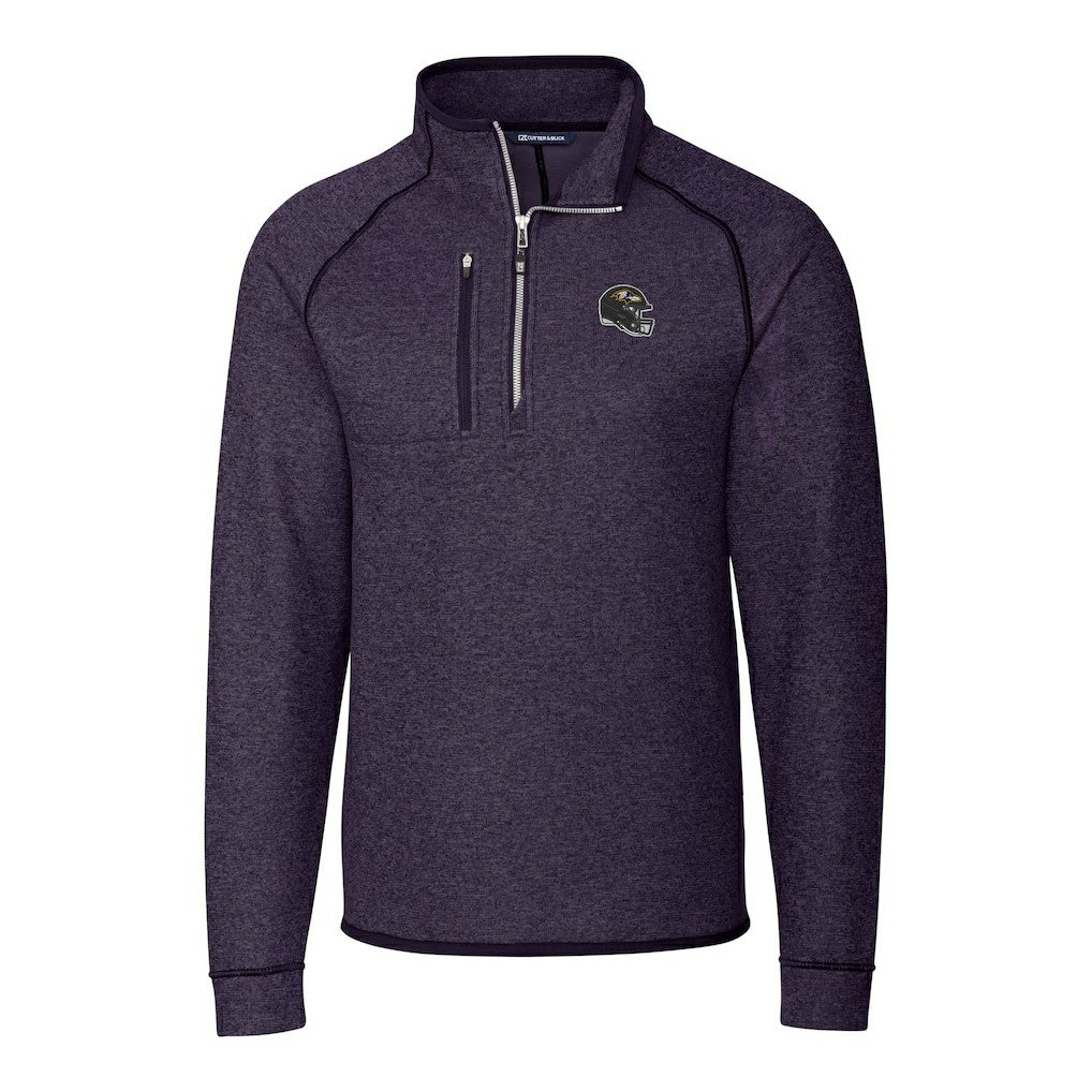 Baltimore Ravens Cutter & Buck Helmet Mainsail Sweater-Knit Half-Zip Pullover Jacket | NFL New