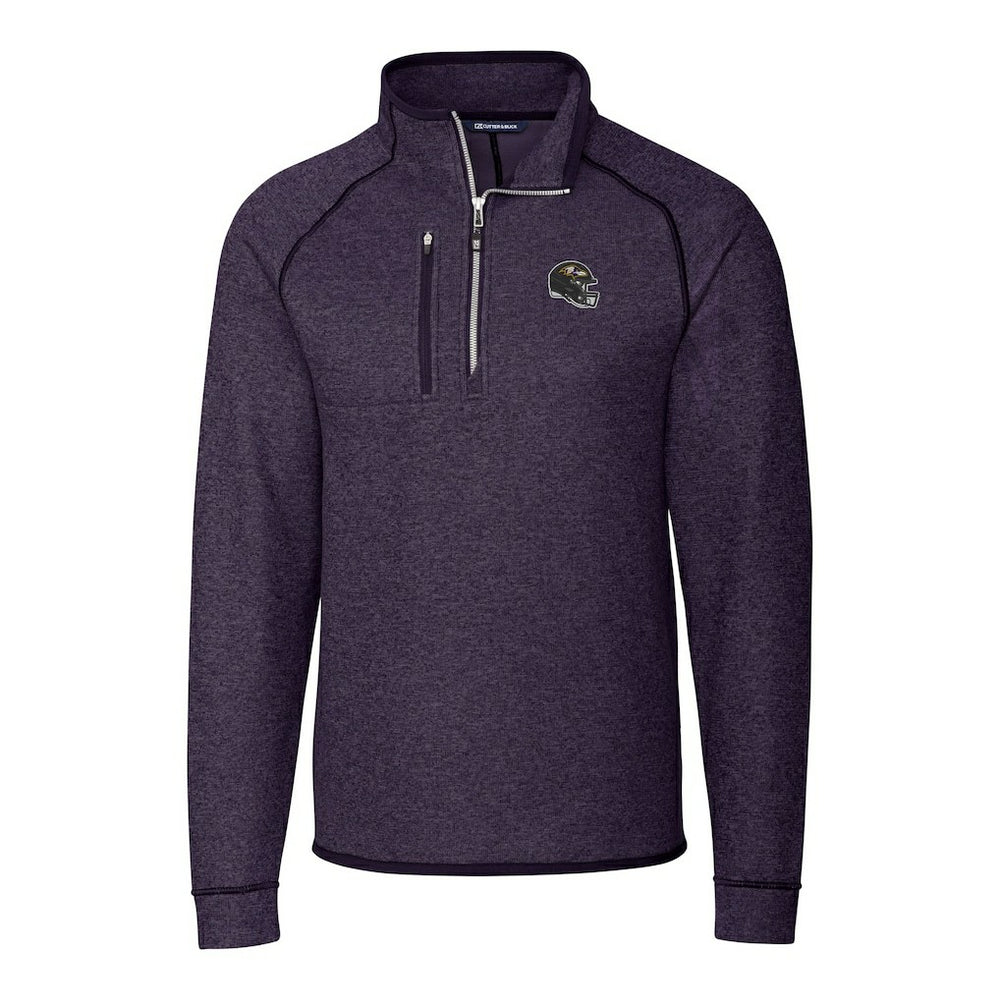 Baltimore Ravens Cutter & Buck Helmet Mainsail Sweater-Knit Half-Zip Pullover Jacket | NFL New