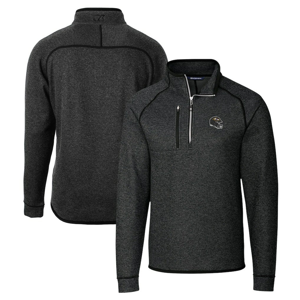 Baltimore Ravens Cutter & Buck Helmet Mainsail Sweater-Knit Half-Zip Pullover Jacket | NFL New