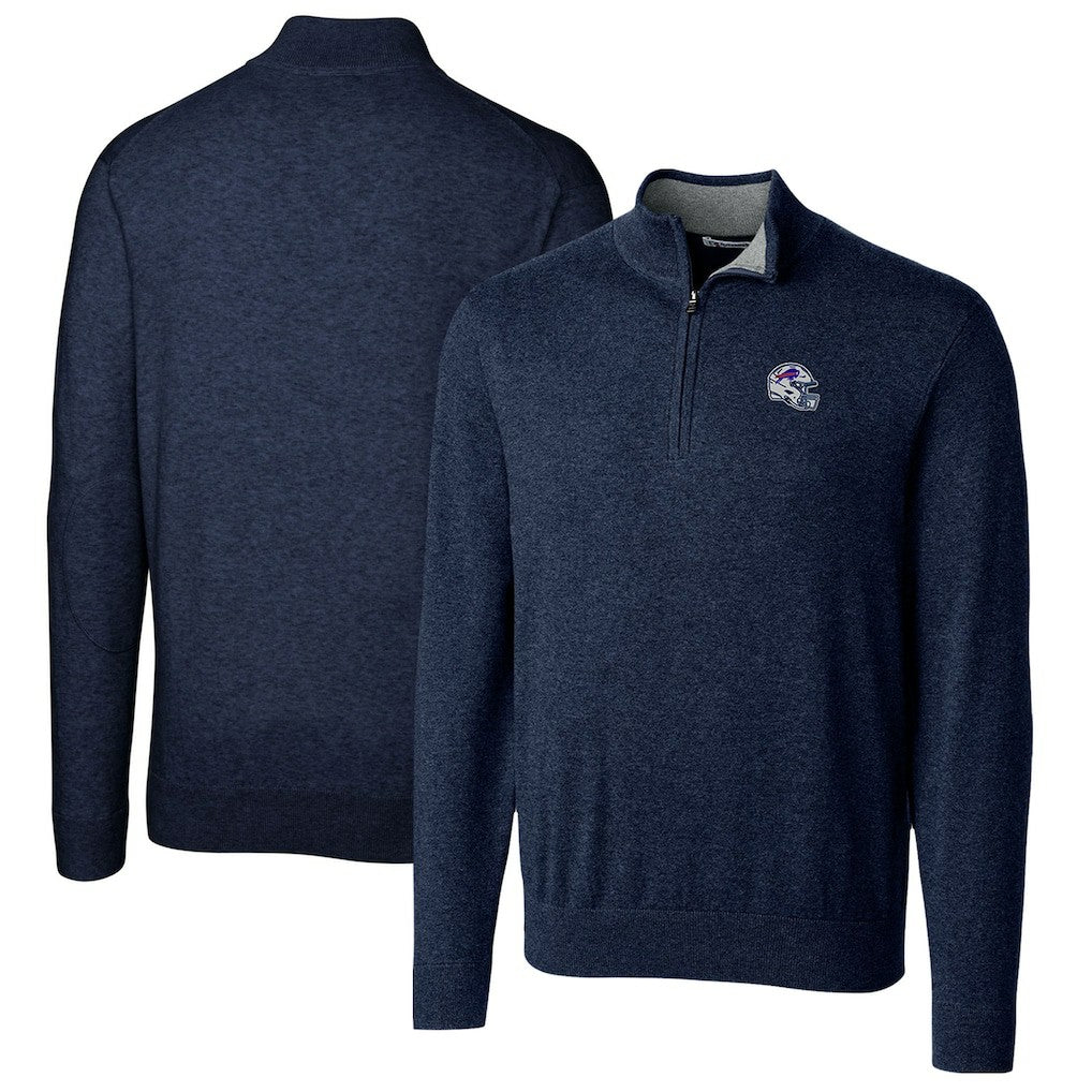 Buffalo Bills Cutter & Buck Helmet Lakemont Tri-Blend Quarter-Zip Pullover Sweater | NFL Near me