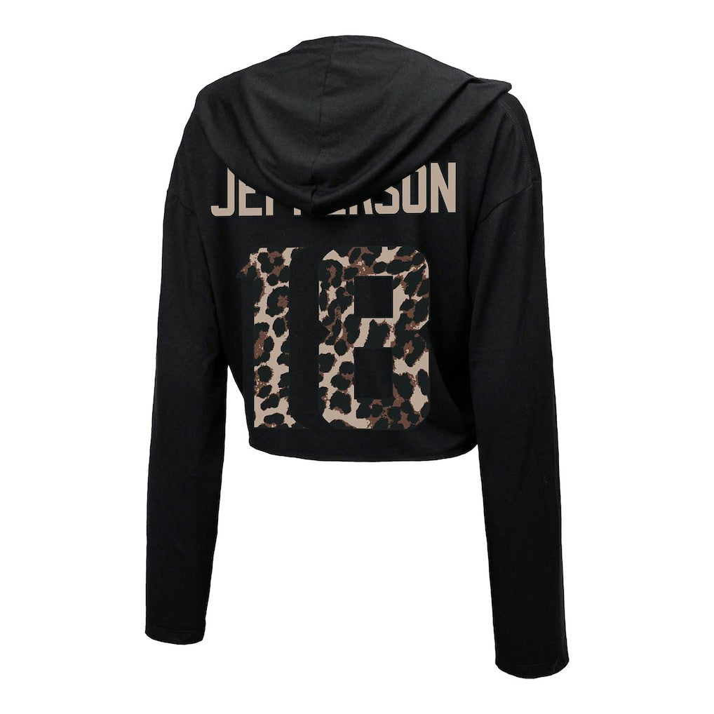 Minnesota Vikings Justin Jefferson  Majestic Threads Women's Leopard Player Name & Number Long Sleeve Cropped Hoodie | NFL Online