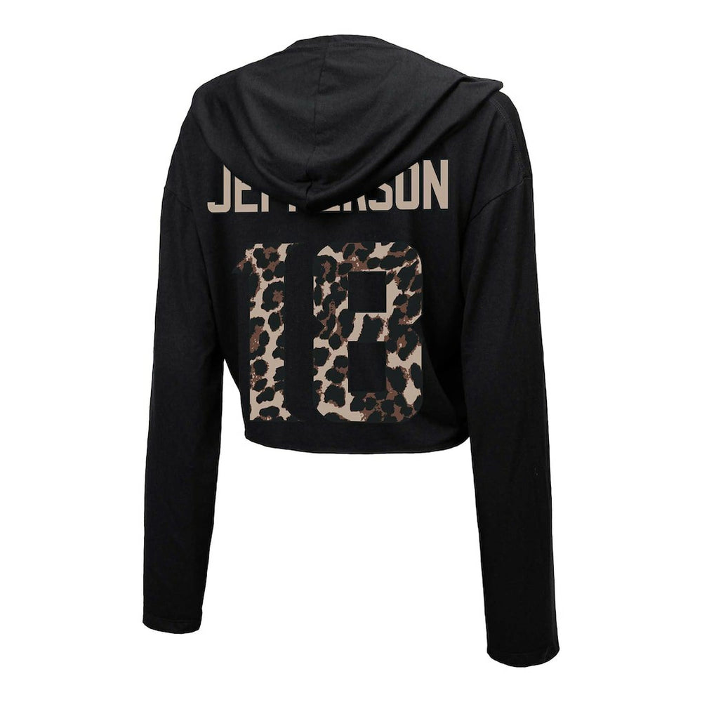 Minnesota Vikings Justin Jefferson  Majestic Threads Women's Leopard Player Name & Number Long Sleeve Cropped Hoodie | NFL Online