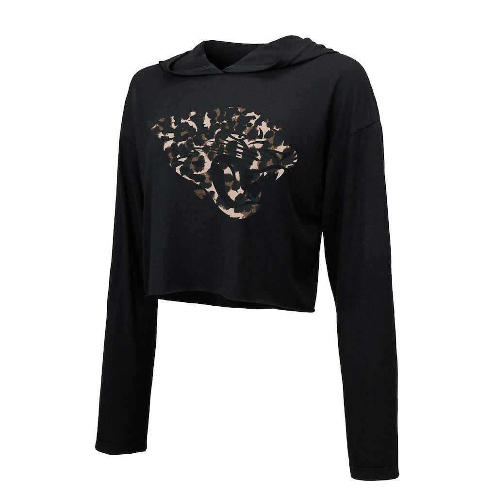 Jacksonville Jaguars Trevor Lawrence  Majestic Threads Women's Leopard Player Name & Number Long Sleeve Cropped Hoodie | NFL Hot