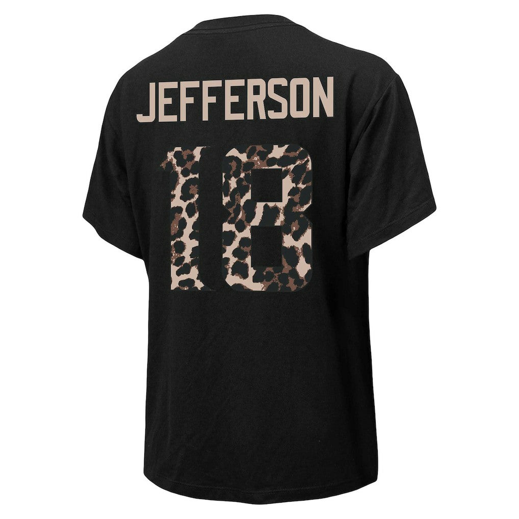 Minnesota Vikings Justin Jefferson  Majestic Threads Women's Leopard Player Name & Number T-Shirt | NFL Hot