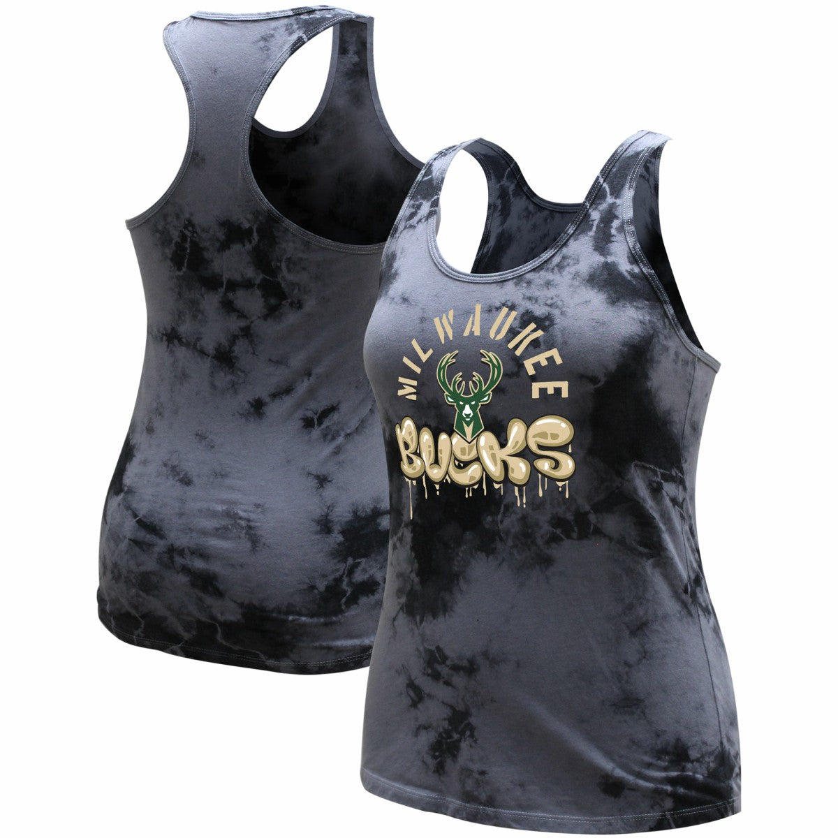 Charcoal Milwaukee Bucks Stadium Essentials Women's Street Art Dark Crystal Washed Tank Top | NBA