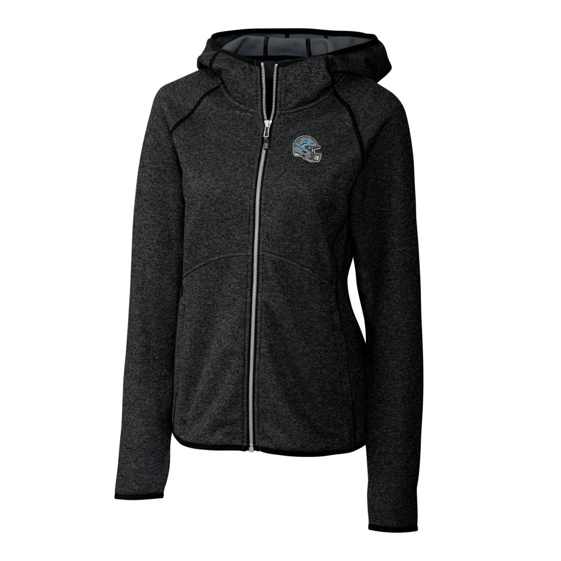 Detroit Lions Cutter & Buck Women's Helmet Logo Mainsail Sweater-Knit Full-Zip Hoodie | NFL Discount