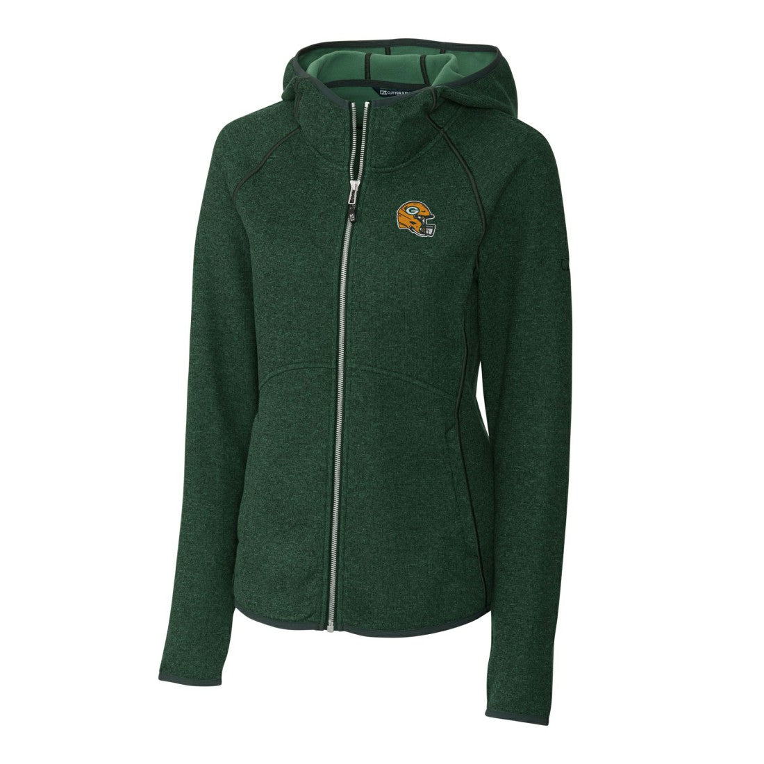 Green Bay Packers Cutter & Buck Women's Helmet Logo Mainsail Sweater-Knit Full-Zip Hoodie | NFL Near me