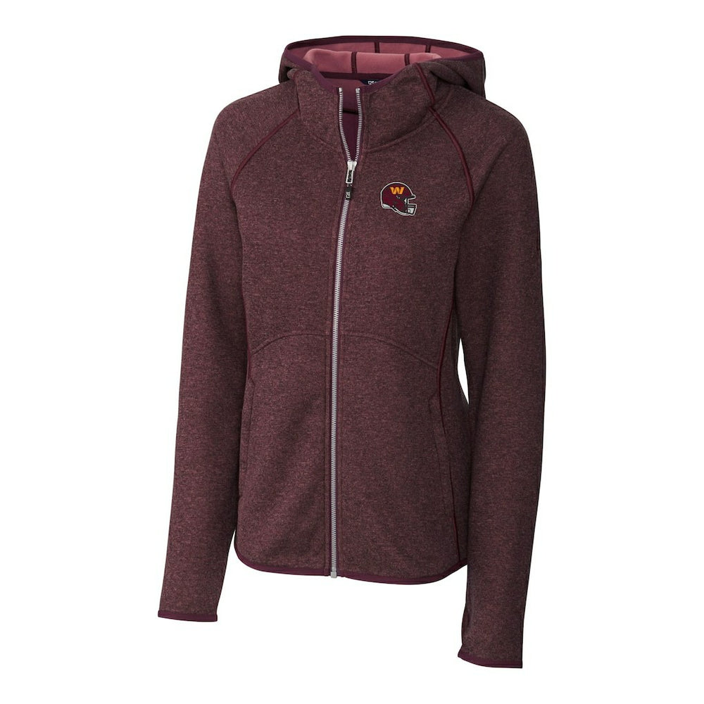 Washington Commanders Cutter & Buck Women's Helmet Logo Mainsail Sweater-Knit Full-Zip Hoodie | NFL Near me
