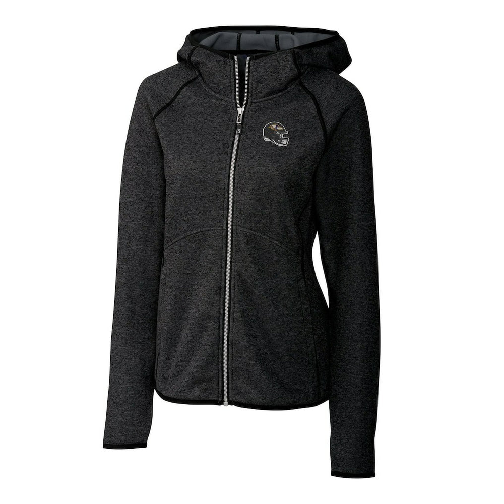 Baltimore Ravens Cutter & Buck Women's Helmet Logo Mainsail Sweater-Knit Full-Zip Hoodie | NFL New