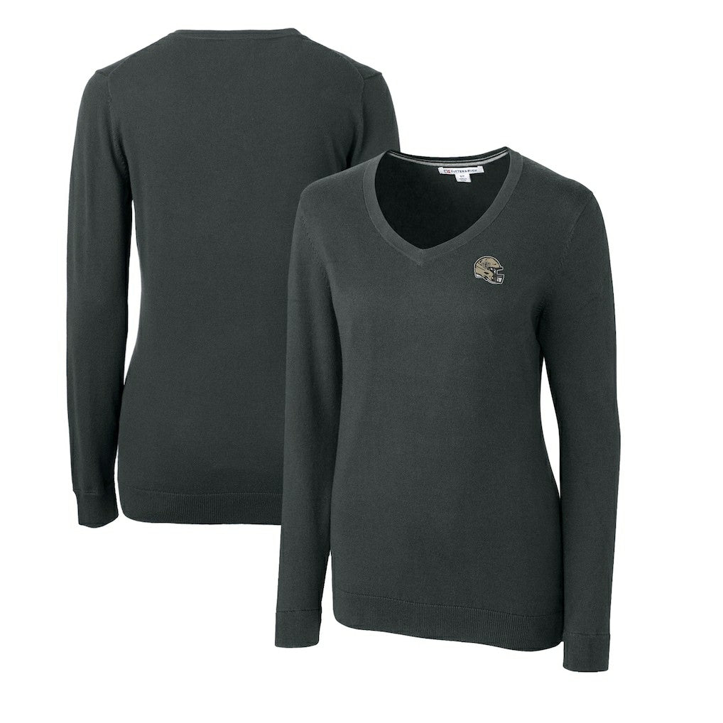 New Orleans Saints Cutter & Buck Women's Helmet Logo Lakemont Tri-Blend V-Neck Pullover Sweater | NFL Outlet
