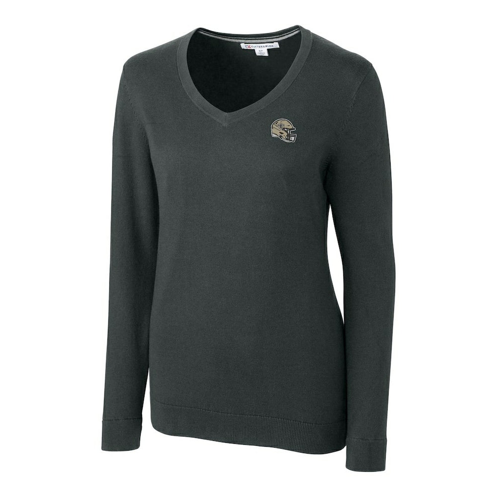 New Orleans Saints Cutter & Buck Women's Helmet Logo Lakemont Tri-Blend V-Neck Pullover Sweater | NFL Outlet
