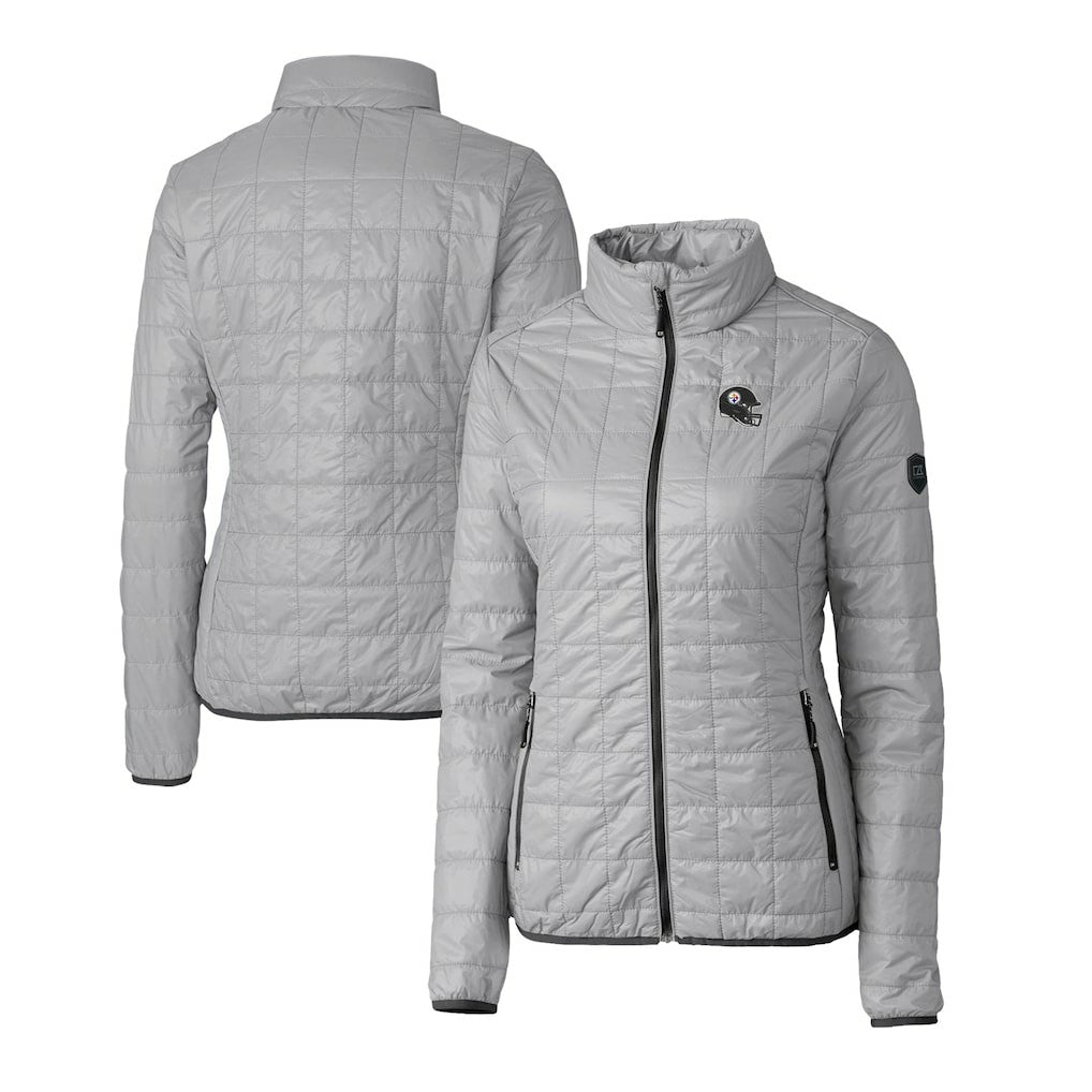 Pittsburgh Steelers Cutter & Buck Women's Helmet Logo Rainier PrimaLoft Eco Insulated Full-Zip Puffer Jacket | NFL Sale