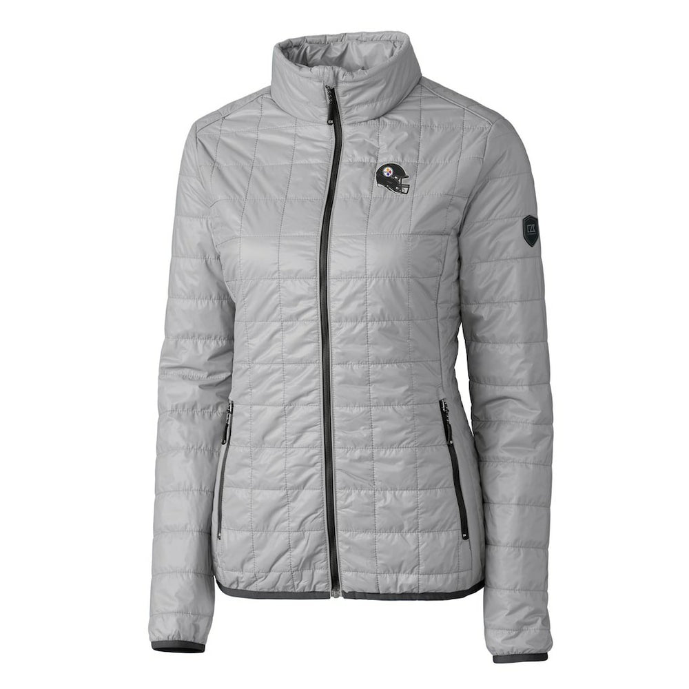 Pittsburgh Steelers Cutter & Buck Women's Helmet Logo Rainier PrimaLoft Eco Insulated Full-Zip Puffer Jacket | NFL Sale