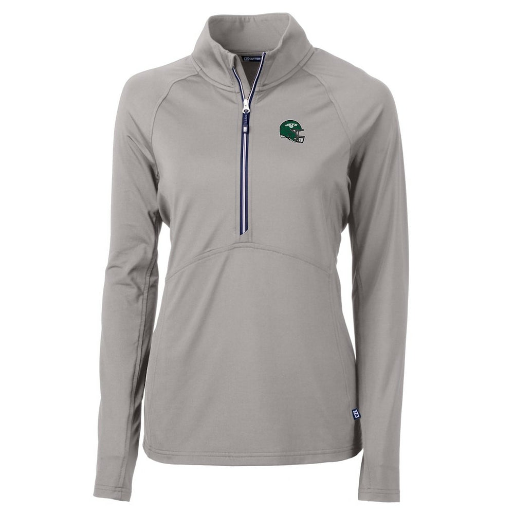 New York Jets Cutter & Buck Women's Helmet Logo Adapt Eco Knit Stretch Recycled Half-Zip Pullover Top | NFL US