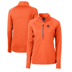 Cincinnati Bengals Cutter & Buck Women's Helmet Logo Adapt Eco Knit Stretch Recycled Half-Zip Pullover Top | NFL Discount