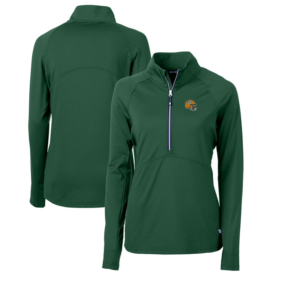 Green Bay Packers Cutter & Buck Women's Helmet Logo Adapt Eco Knit Stretch Recycled Half-Zip Pullover Top | NFL New