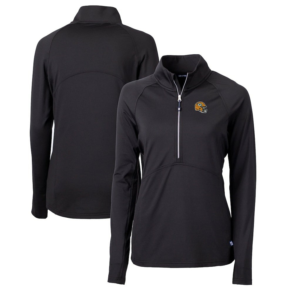 Green Bay Packers Cutter & Buck Women's Helmet Logo Adapt Eco Knit Stretch Recycled Half-Zip Pullover Top | NFL Discount