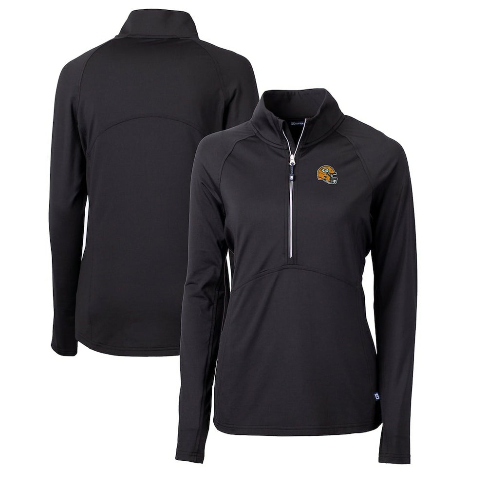 Green Bay Packers Cutter & Buck Women's Helmet Logo Adapt Eco Knit Stretch Recycled Half-Zip Pullover Top | NFL Discount