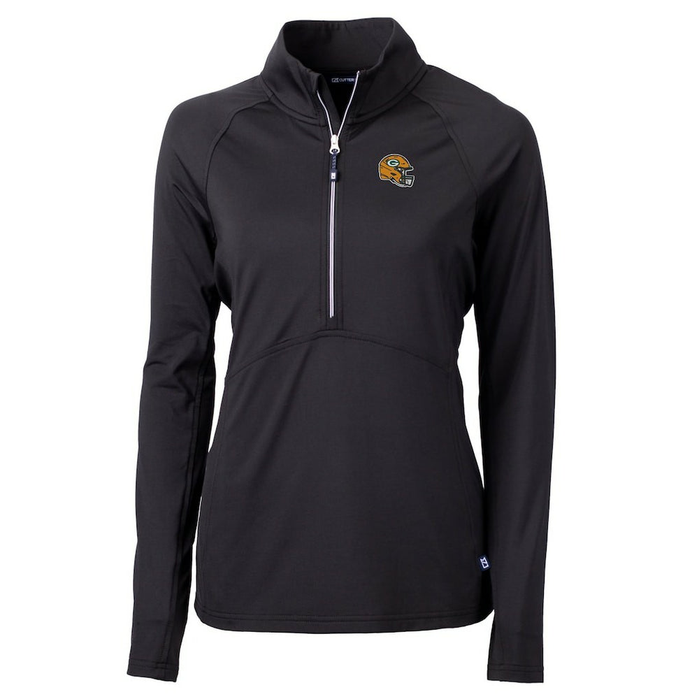 Green Bay Packers Cutter & Buck Women's Helmet Logo Adapt Eco Knit Stretch Recycled Half-Zip Pullover Top | NFL Discount