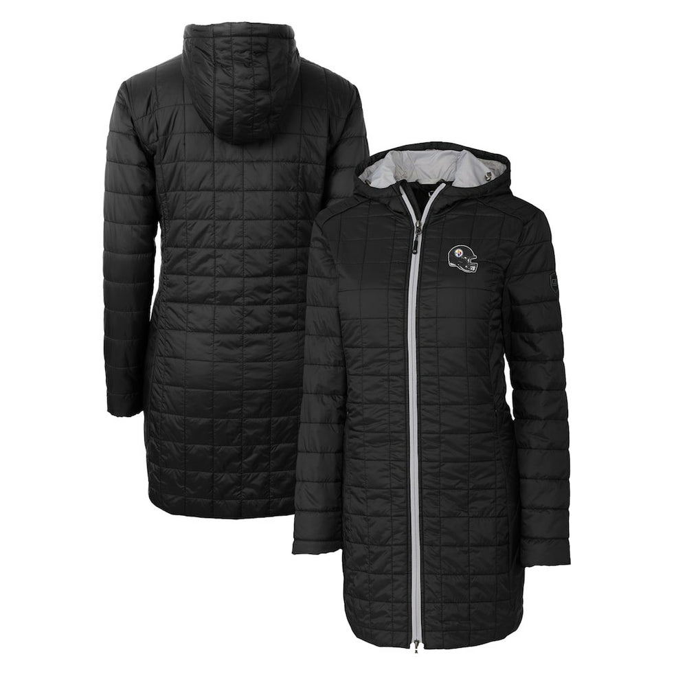 Pittsburgh Steelers Cutter & Buck Women's Helmet Logo Rainier Primaloft Eco Insulated Hooded Long Coat | NFL Sale