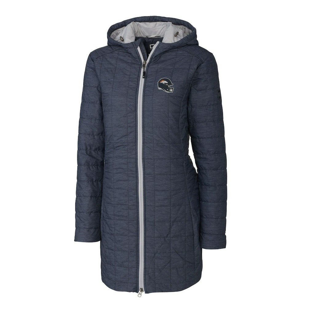 Denver Broncos Cutter & Buck Women's Helmet Logo Rainier Primaloft Eco Insulated Hooded Long Coat | NFL Online