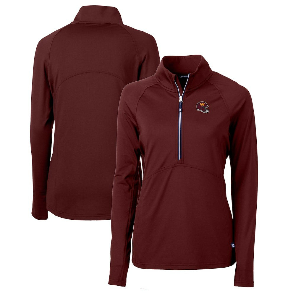 Washington Commanders Cutter & Buck Women's Helmet Logo Adapt Eco Knit Stretch Recycled Half-Zip Pullover Top | NFL Online