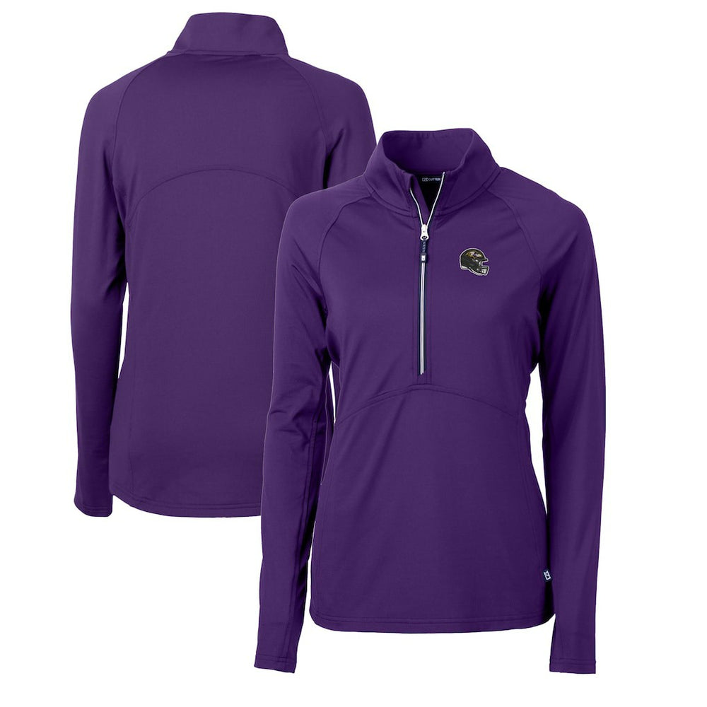 Baltimore Ravens Cutter & Buck Women's Helmet Logo Adapt Eco Knit Stretch Recycled Half-Zip Pullover Top | NFL Online