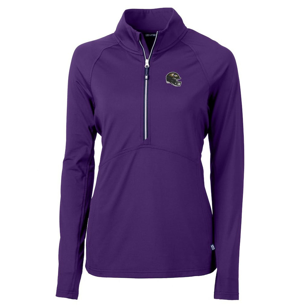 Baltimore Ravens Cutter & Buck Women's Helmet Logo Adapt Eco Knit Stretch Recycled Half-Zip Pullover Top | NFL Online