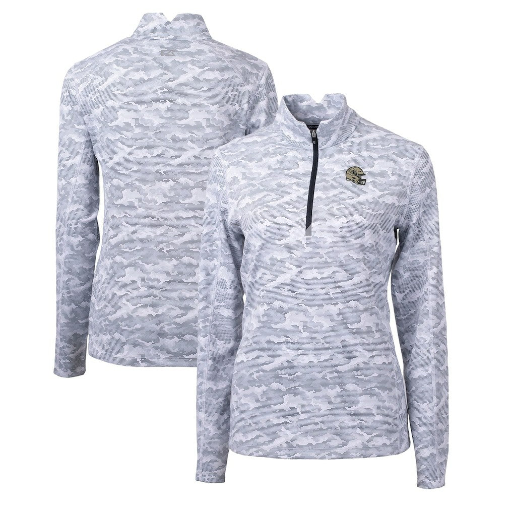 New Orleans Saints Cutter & Buck Women's Helmet Logo Traverse Camo Print Stretch Quarter-Zip Pullover Top | NFL Hot