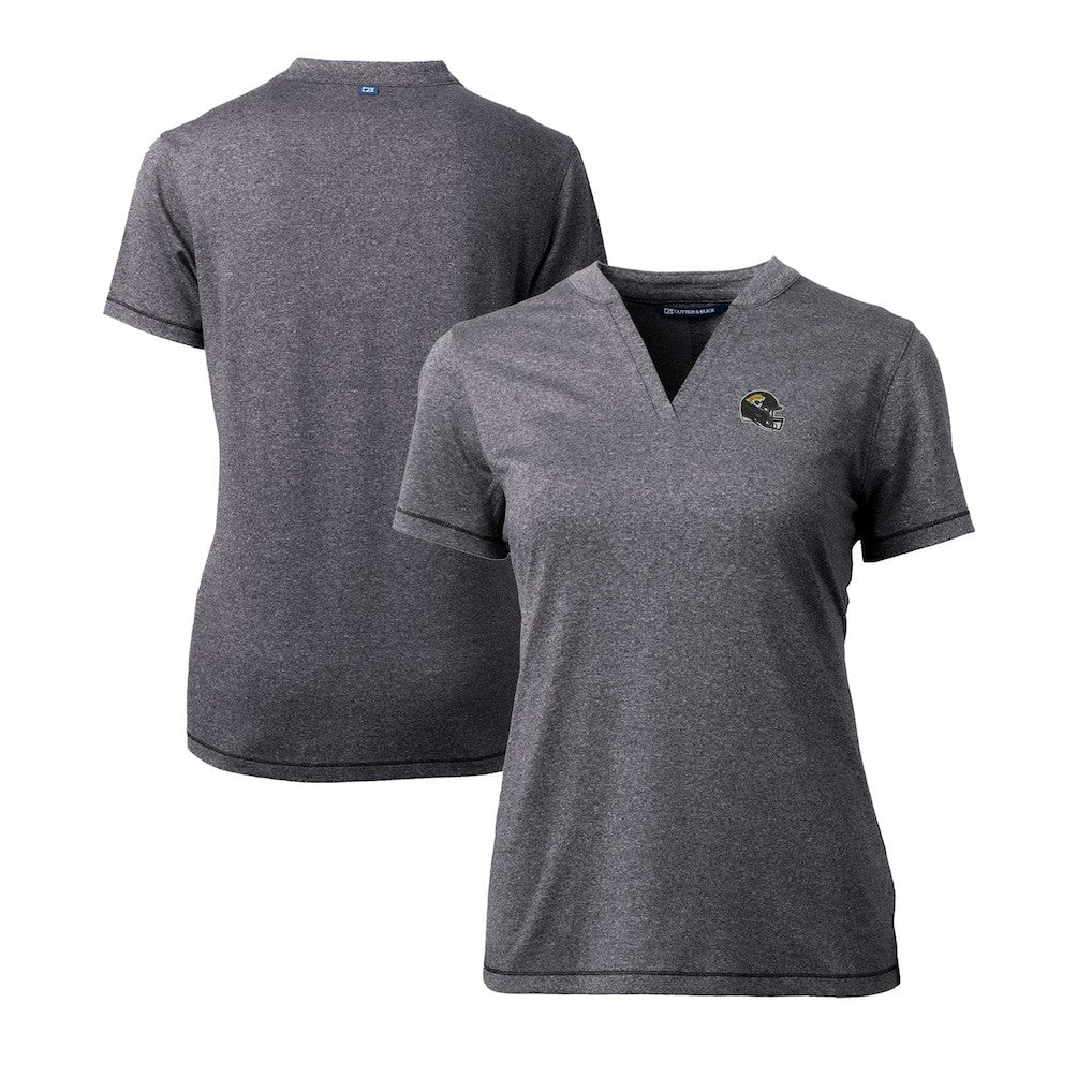 Jacksonville Jaguars Cutter & Buck Women's Helmet Logo DryTec Forge Stretch V-Neck Blade Top | NFL On sale