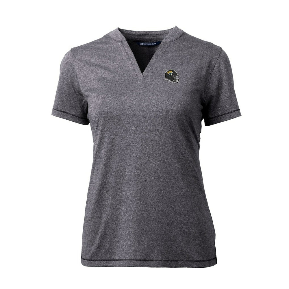Jacksonville Jaguars Cutter & Buck Women's Helmet Logo DryTec Forge Stretch V-Neck Blade Top | NFL On sale